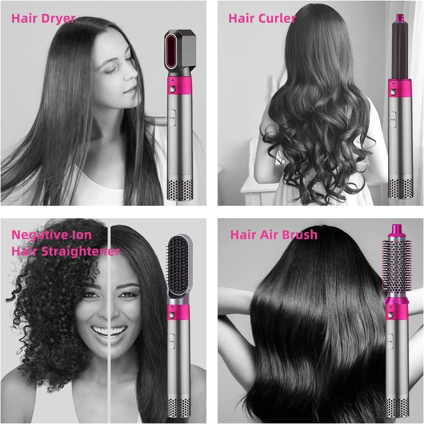 5 IN 1 Automatic Electric Curling & Straightening Hot Air Comb