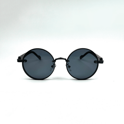 Retro Steampunk Round Sunglasses - Black